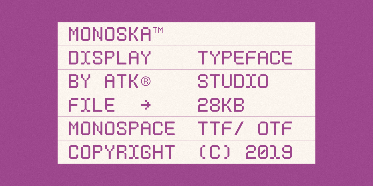 Пример шрифта Monoska Regular